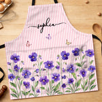 Custom Name Pastel Butterfly Floral Gifts For Women And Kids - Personalized Apron With Pocket