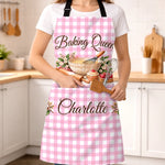 Custom Name Baking Queen Gifts For Bakers - Personalized Apron With Pocket