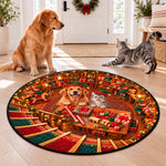 Custom Photo Santa Workshop Family Decor - Personalized Quilted Round Mat