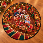 Custom Photo Santa Workshop Family Decor - Personalized Quilted Round Mat