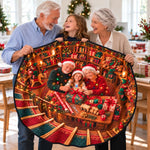 Custom Photo Santa Workshop Family Decor - Personalized Quilted Round Mat