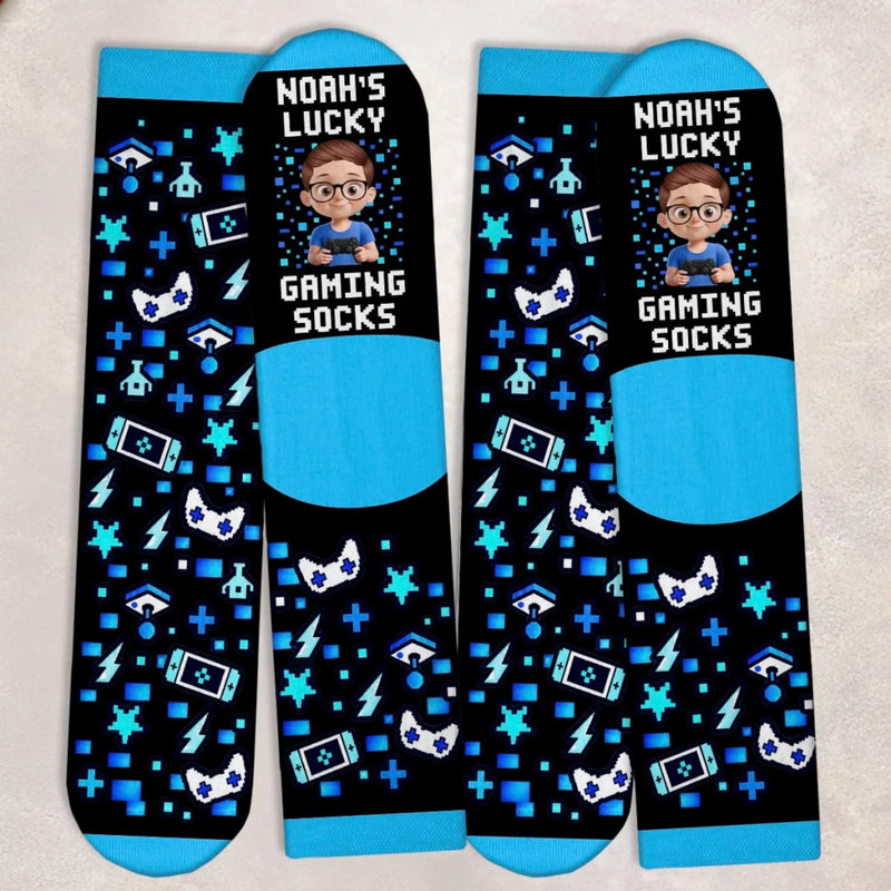 Custom Gamer Character Name Gifts for Kids - Personalized Crew Socks