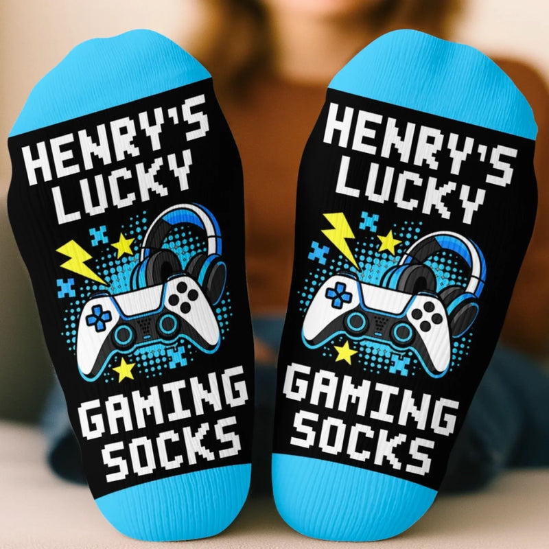 Custom Name Gaming Gifts for Gamers - Personalized Crew Socks