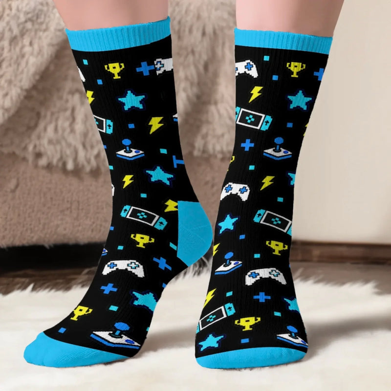Custom Name Gaming Gifts for Gamers - Personalized Crew Socks