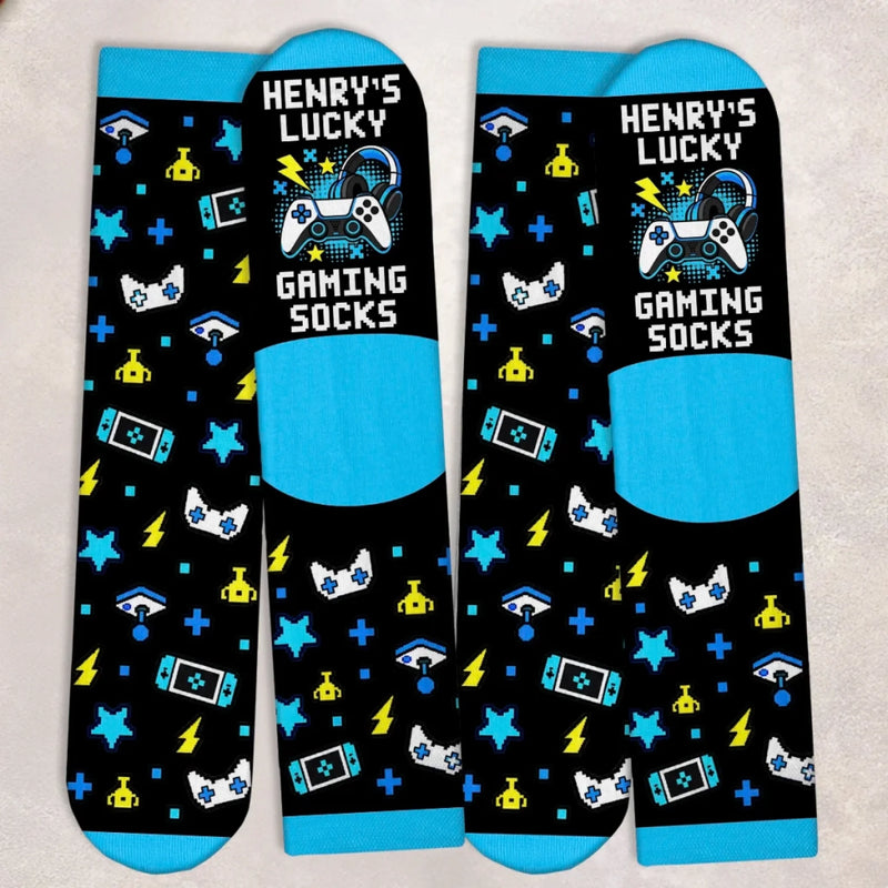 Custom Name Gaming Gifts for Gamers - Personalized Crew Socks