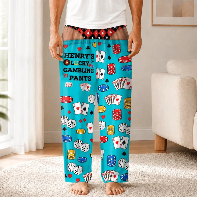 Custom Name Casino Poker Gifts for Couples - Personalized Pajama Pants