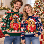 Custom Pet Photo Christmas Gift Box Gifts For Dog And Cat Lovers, Pet Lovers - Personalized Ugly Sweatshirt