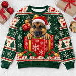 Custom Pet Photo Christmas Gift Box Gifts For Dog And Cat Lovers, Pet Lovers - Personalized Ugly Sweatshirt