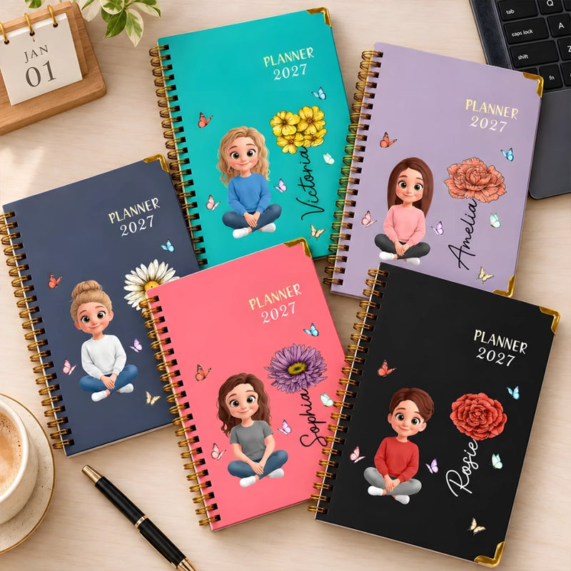 Custom Name Butterfly Girl Planner Gifts For Her - Personalized 2027 Planner