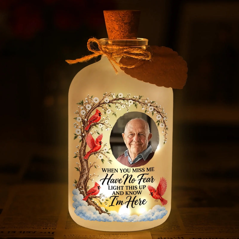Custom Photo Memorial Cardinal Gifts - Personalized Glass Bottle LED Light