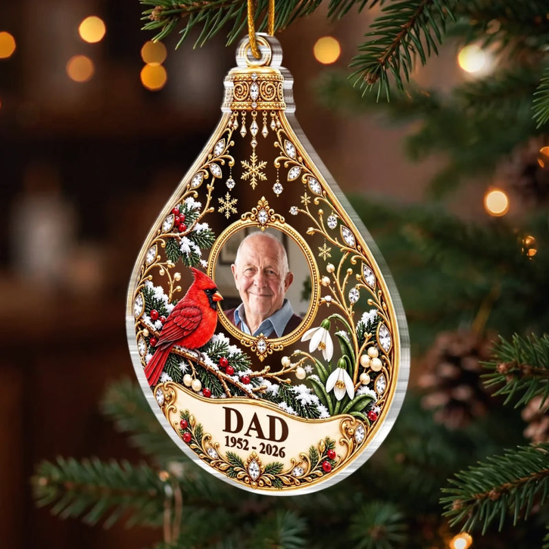Custom Photo Memorial Christmas Gifts for Dad - Personalized Acrylic Ornament