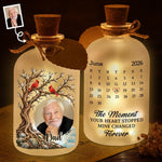 Custom Photo Cardinal Remembrance Decor - Personalized Glass Bottle LED Light