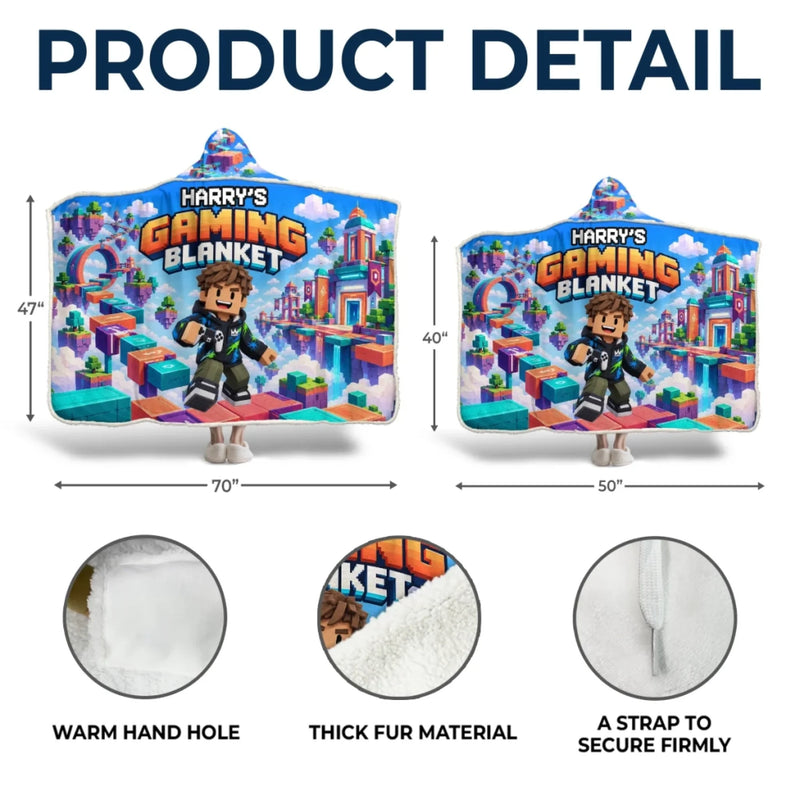 Custom Photo Pixel Gamer Adventure Gifts for Kids - Personalized Snuggle Blanket