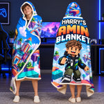 Custom Photo Pixel Gamer Adventure Gifts for Kids - Personalized Snuggle Blanket