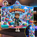 Custom Photo Pixel Gamer Adventure Gifts for Kids - Personalized Snuggle Blanket