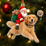 Custom Pet Photo Santa Christmas Keepsake Gifts For Pet Lovers - Personalized Acrylic Ornament