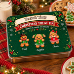 Custom Name Gingerbread Family Christmas Gifts - Personalized Metal Tin