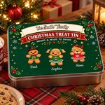 Custom Name Gingerbread Family Christmas Gifts - Personalized Metal Tin