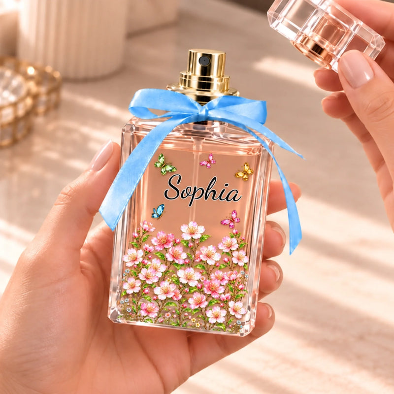 Custom Name Butterfly Flower Gifts For Women - Personalized Refillable Perfume Bottle