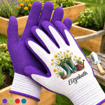 Custom Name Garden Gifts for Gardeners - Personalized Coated Grip Gloves