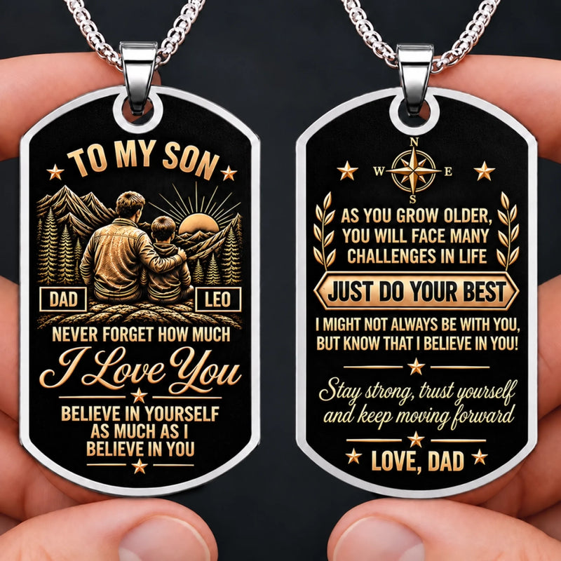 Custom Name Father Son Inspirational Gifts - Personalized Dog Tag Neck ...