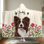 Custom Floral Pet Photo Gifts For Dog And Cat Lovers - Personalized Snuggle Blanket