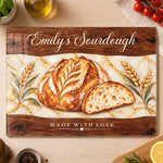 Custom Name Sourdough Bread Gifts For Bakers - Personalized Glass Cutting Board