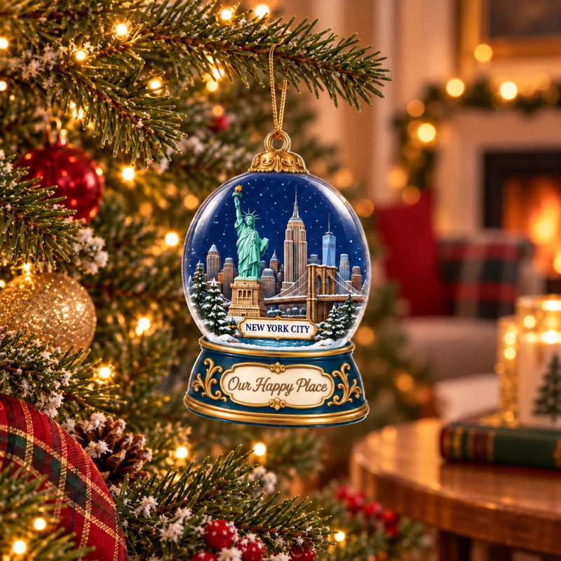 Custom Name World Travel Christmas Gifts for Couples - Personalized Acrylic Ornament