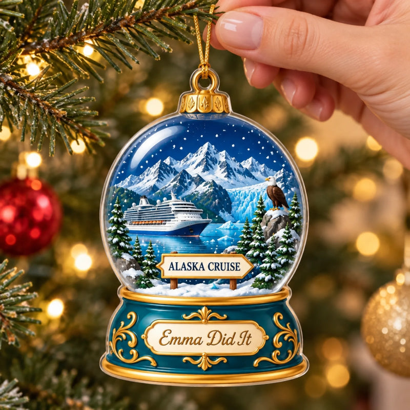 Custom Name World Travel Christmas Gifts for Couples - Personalized Acrylic Ornament