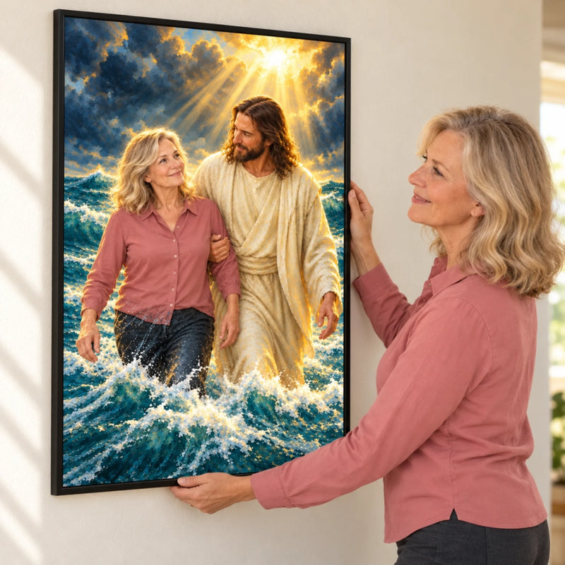 Custom Photo Jesus Portrait Gifts for Family - Personalized Poster