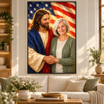 Custom Photo Jesus and American Flag Christian Decor - Personalized Poster