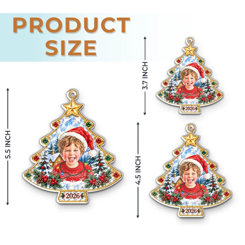 Custom Photo Christmas Tree Gifts For Kids - Personalized Acrylic Ornament