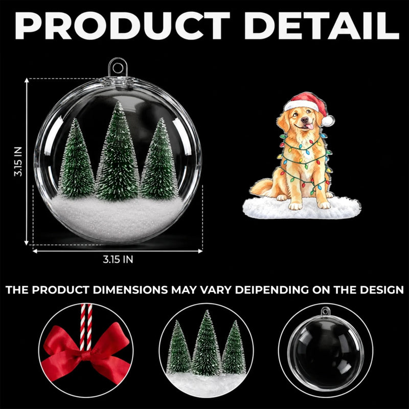 Custom Pet Photo Santa Hat Christmas Gifts For Dog And Cat Lovers - Personalized 3D Acrylic Ball Ornament
