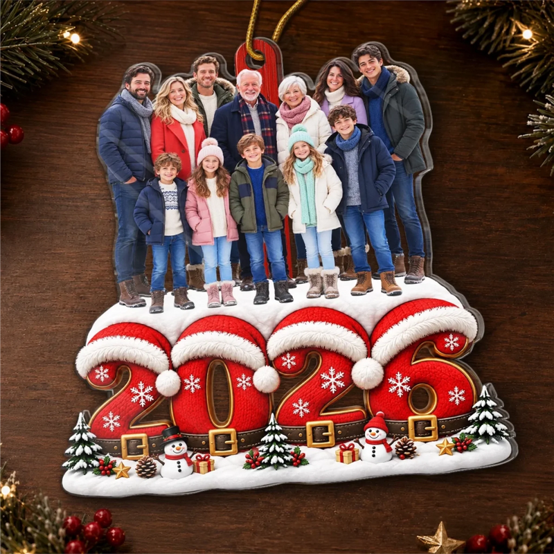 Custom Photo Christmas Family Keepsake - Personalized Acrylic Ornament