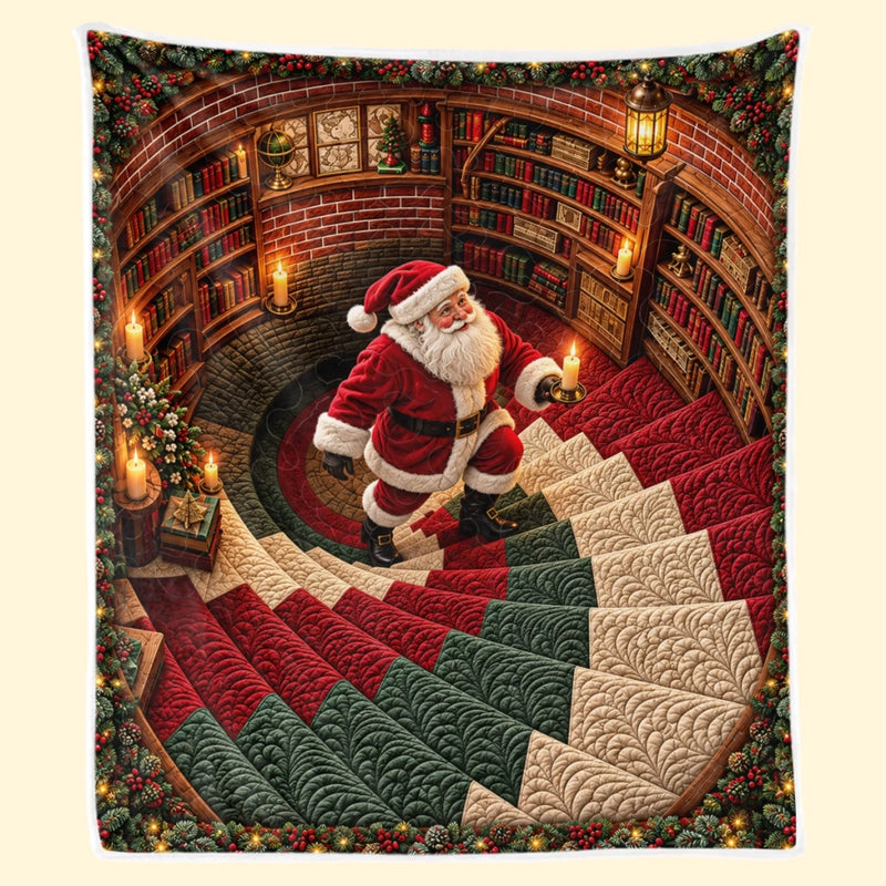 Custom Christmas Santa Library Decor - Personalized Blanket