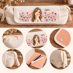 Custom Photo Name Floral Portrait Gifts for Women - Personalized Hair Tools Travel Bag