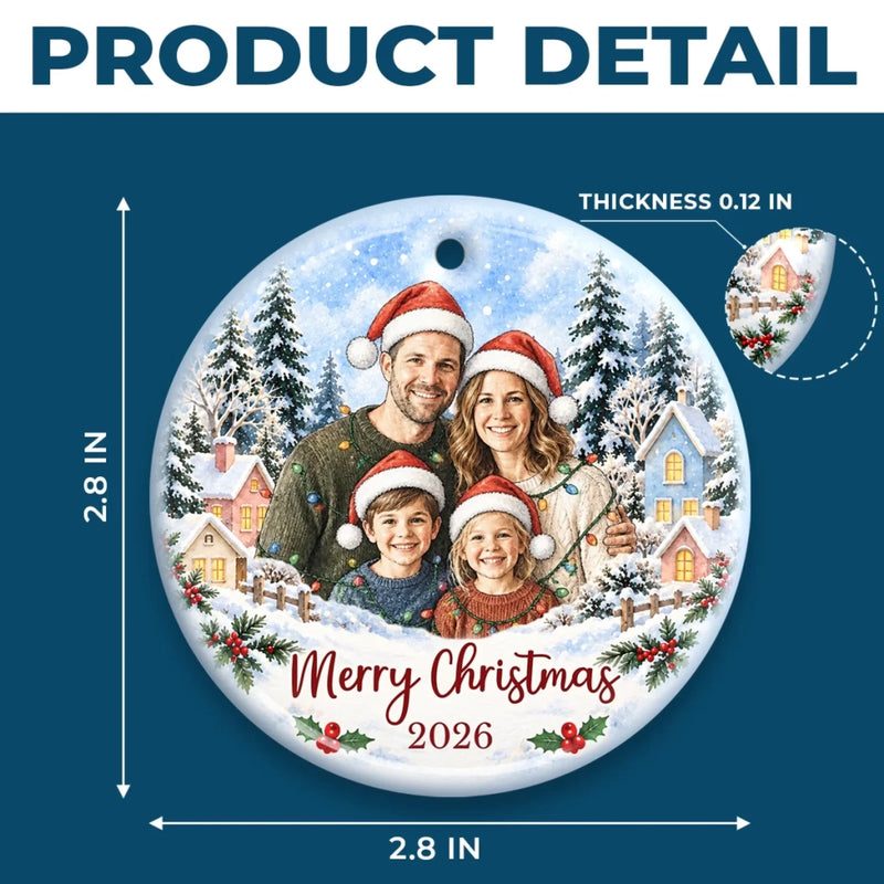 Custom Family Photo Christmas Gifts - Personalized Ceramic Ornament