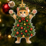 Custom Pet Photo Christmas Tree Cat Gifts for Cat Parents - Personalized Acrylic Ornament