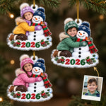 Custom Photo Christmas Snowman Gifts for Kids - Personalized Acrylic Ornament