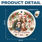 Custom Family Photo Christmas Keepsake - Personalized Ceramic Ornament