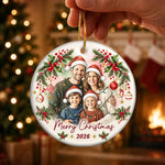 Custom Family Photo Christmas Keepsake - Personalized Ceramic Ornament