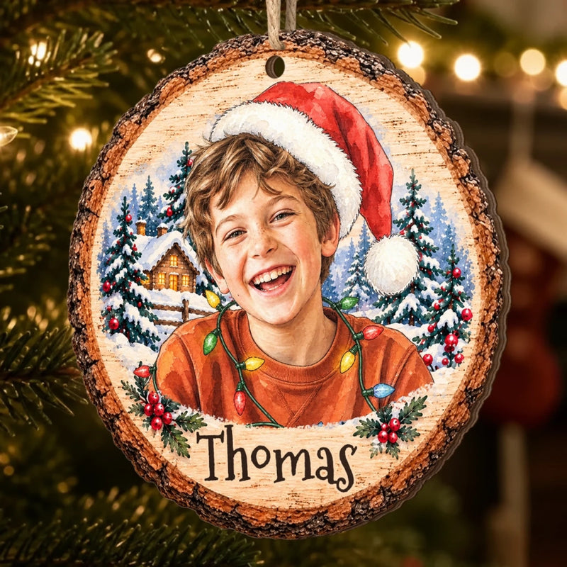 Custom Family Photo Christmas Keepsake Gifts - Personalized Ornament