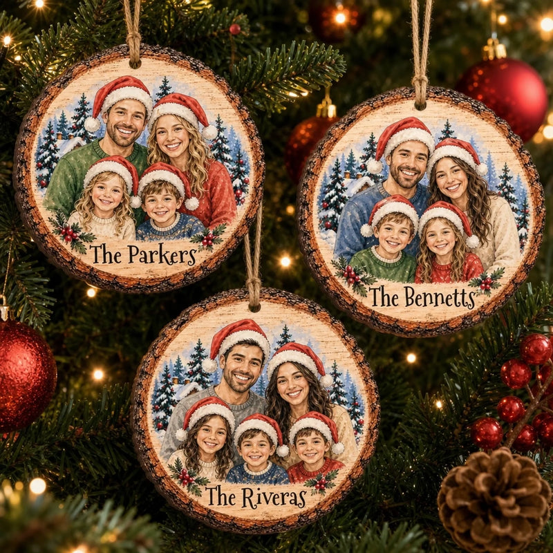Custom Family Photo Christmas Keepsake Gifts - Personalized Ornament