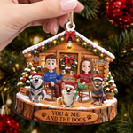 Custom Name Family and Dog Christmas Gifts For Couples, Pet Lovers - Personalized Wooden Ornament