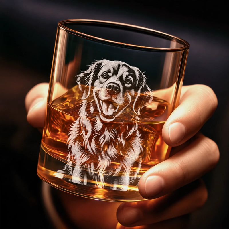 Custom Pet Photo Dog Lover Gift For Pet Lovers - Personalized Engraved Whiskey Glass