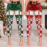 Custom Christmas Bell And Holly Garter Gifts For Women - Personalized Leggings