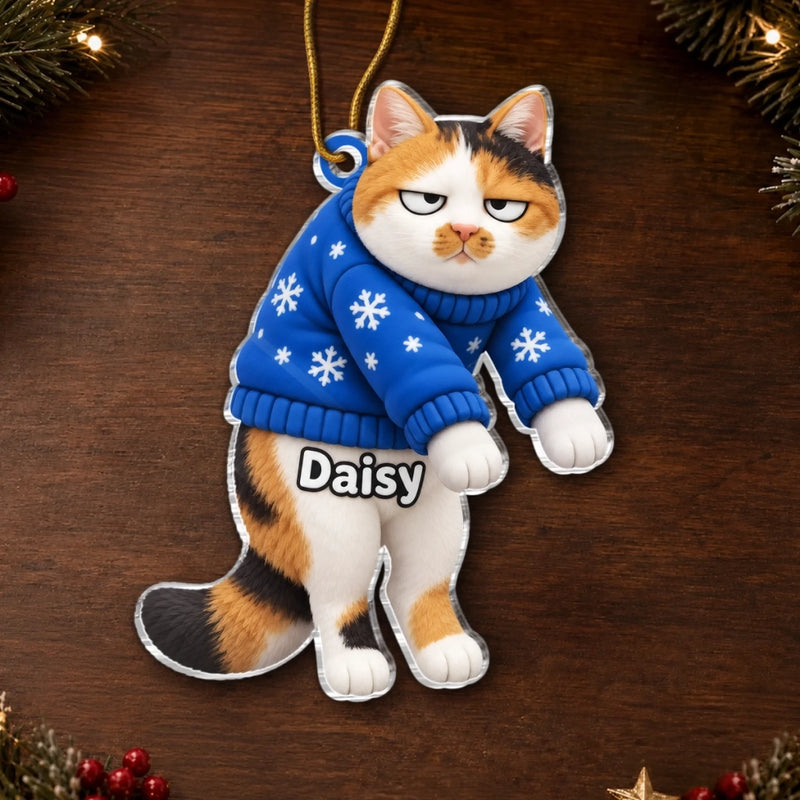 Custom Pet Photo Christmas Keepsake Gifts For Dog and Cat Lovers - Personalized Acrylic Ornament