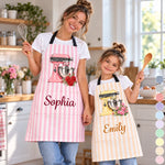 Custom Name Floral Stand Mixer Gifts For Bakers - Personalized Apron With Pocket