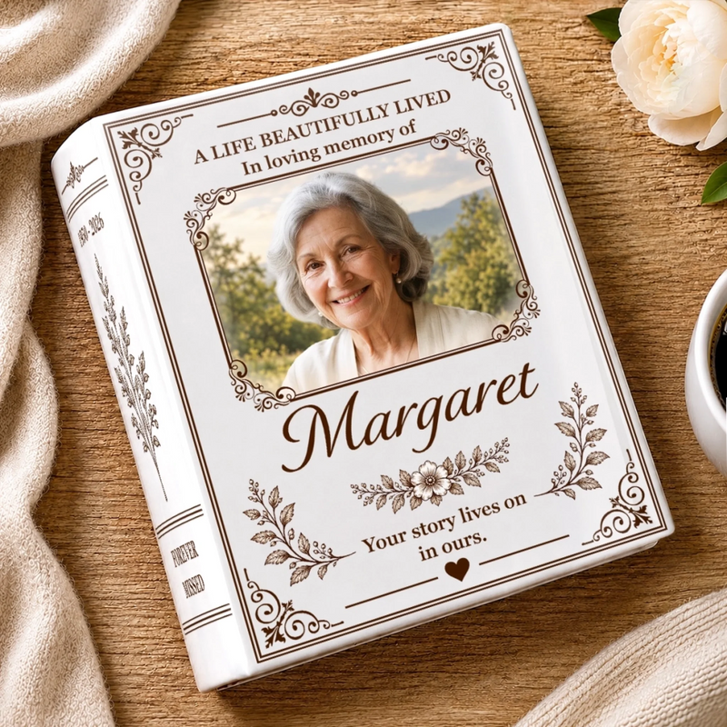 Custom Photo In Loving Memory Decor - Personalized Book Vase