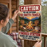 Custom Name S'mores Station Family Campfire Decor - Personalized Metal Sign